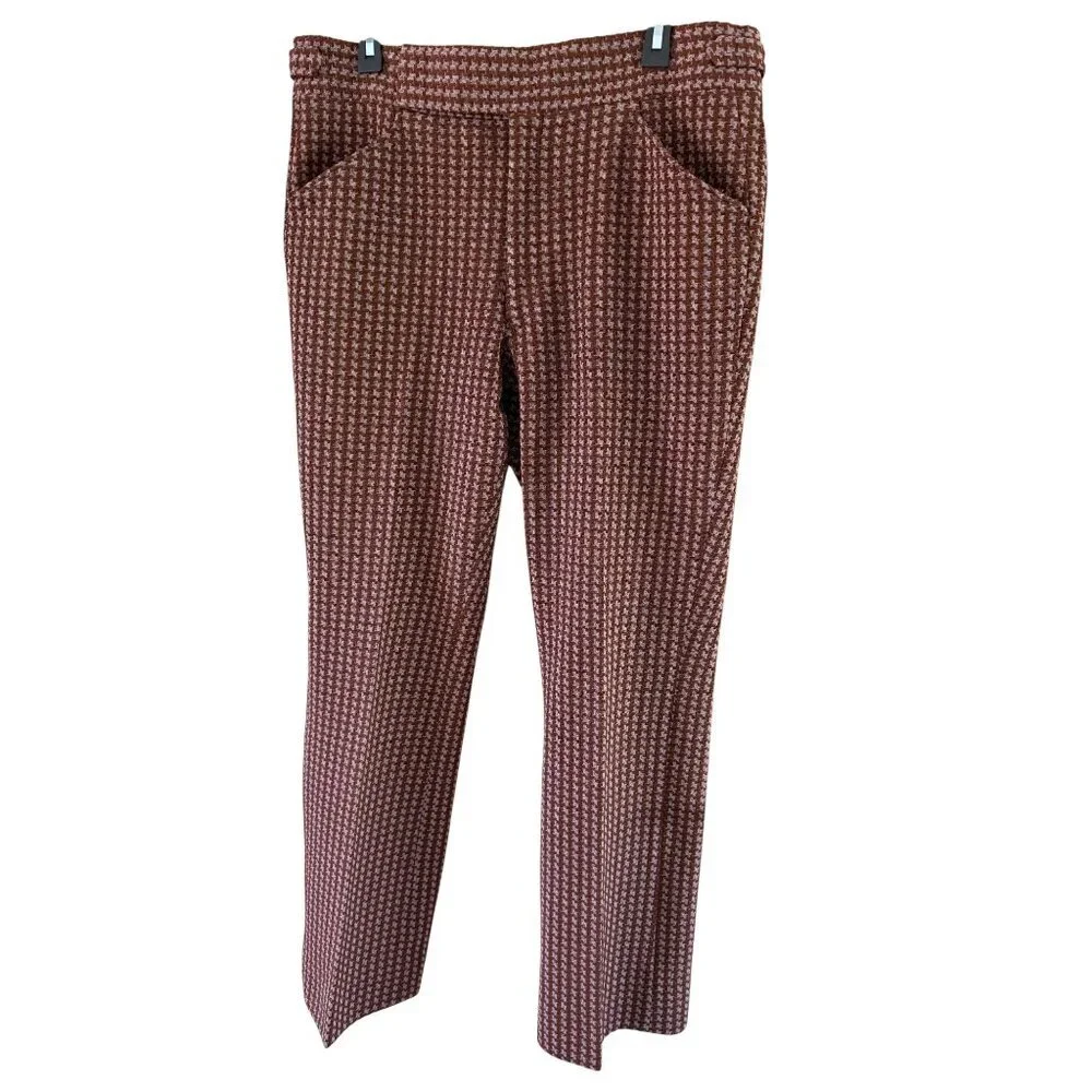 Swagger 60s Mens Houndstooth Skinny Ankle Pants Size 34/31 Brown Hipster